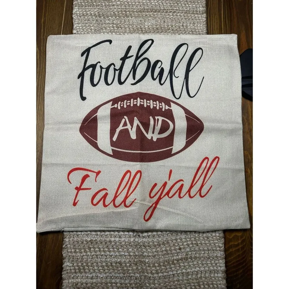 Football Autumn fall throw pillow case cover 17 x 17 New